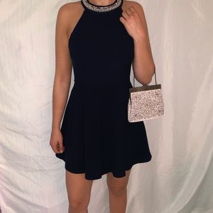 One Clothing Navy Fit and Flare Dress